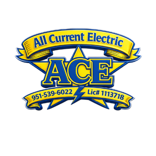 All Current Electric logo with blue and yellow ACE branding