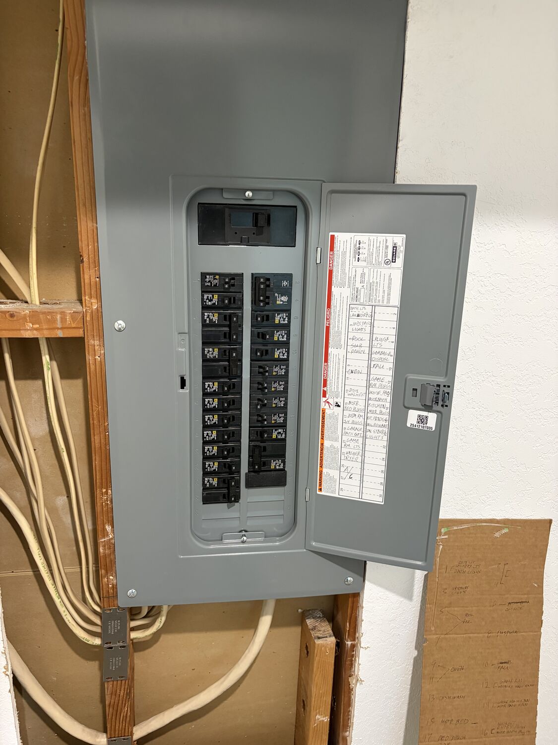 Labeled load center and breaker panel installed by All Current Electric