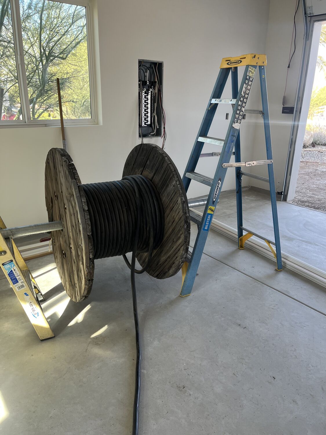 Wire spool and new circuit rough-in for outlets and switches by All Current Electric